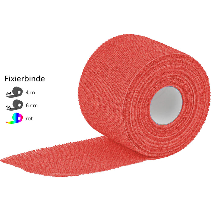 DracoElfi haft color Fixierbinde 6cmx4m rot, 1 St BIN