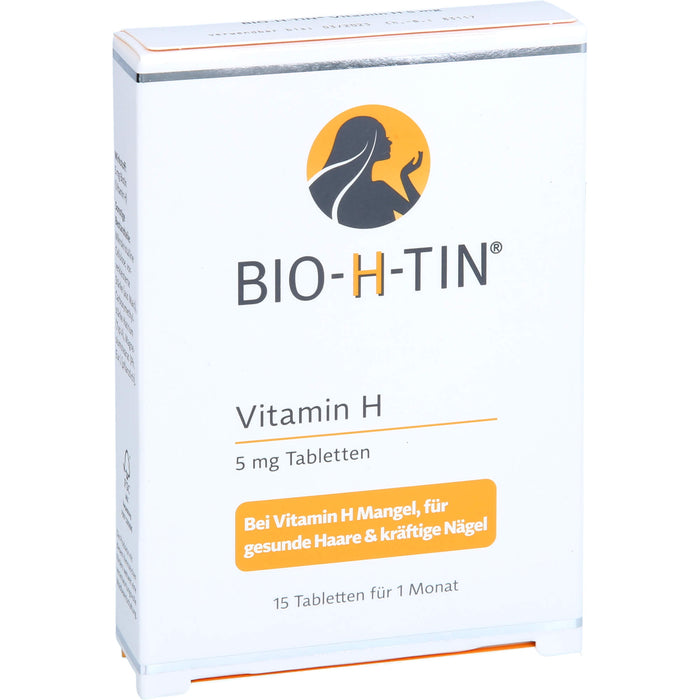 BIO-H-TIN Vitamin H 5 mg Tabletten für gesunde Haare & kräftige Nägel, 15 pc Tablettes