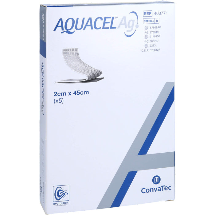 AQUACEL Ag 2 cm x 45 cm Tamponaden, 5 pcs. Tamponades