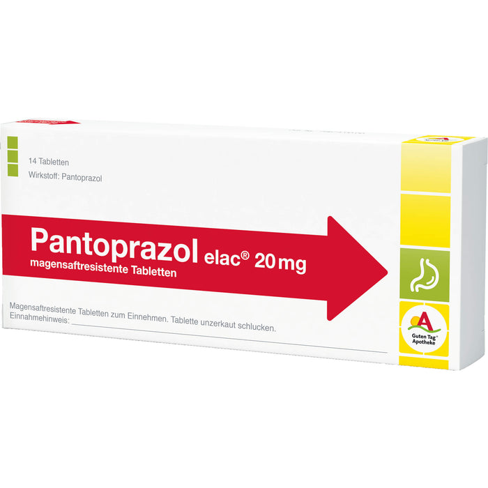 Pantoprazol elac 20 mg Tabletten bei Sodbrennen, 14 pc Tablettes