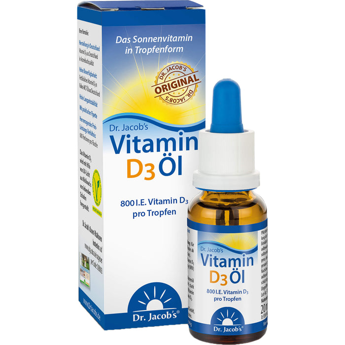 Dr. Jacob's Vitamin D3 Öl 800 I.E. pro Tropfen, 20 ml Solution