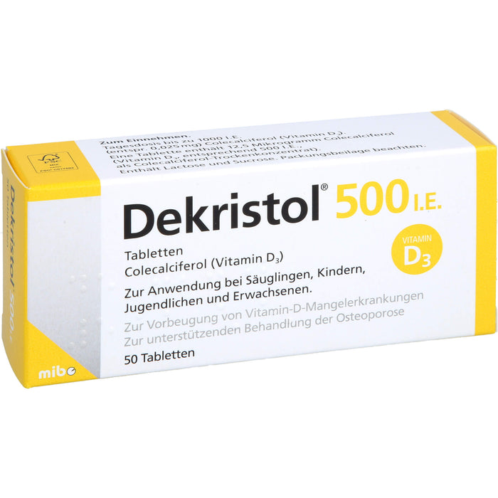 Dekristol 500 I.E. Tabletten bei Vitamin-D-Mangelerkrankungen und zur unterstützenden Behandlung der Osteoporose, 50 pcs. Tablets