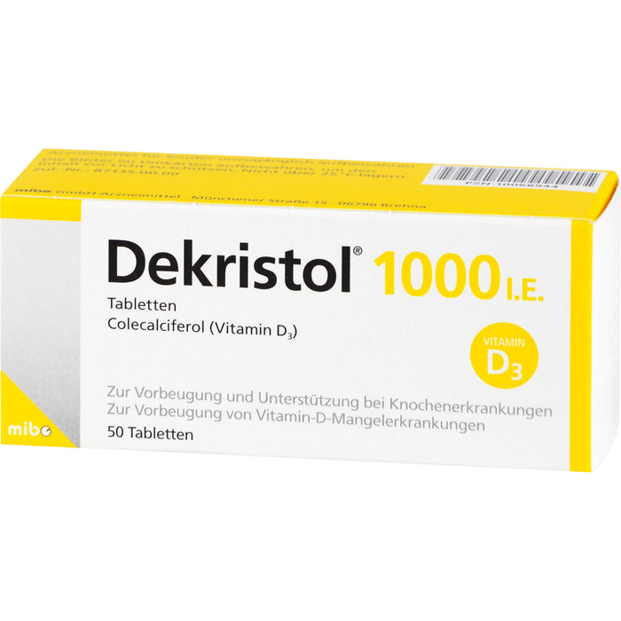 Dekristol 1000 I.E. Tabletten bei Vitamin-D-Mangelerkrankungen und zur unterstützenden Behandlung der Osteoporose, 50 St. Tabletten