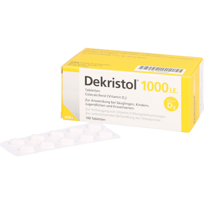 Dekristol 1000 I.E. Tabletten bei Vitamin-D-Mangelerkrankungen und zur unterstützenden Behandlung der Osteoporose, 100 St. Tabletten