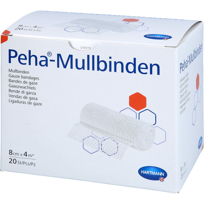 HARTMANN Peha-Mullbinden 8 cm x 4 m, 20 St. Binde