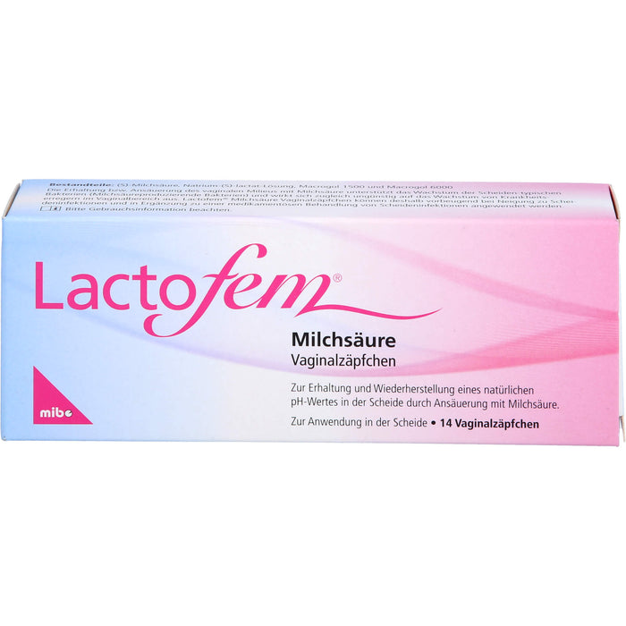 Lactofem Milchsäure Vaginalzäpfchen, 14 pcs. Suppositories