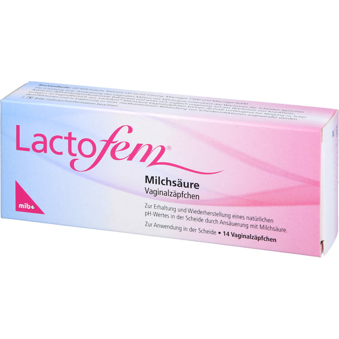 Lactofem Milchsäure Vaginalzäpfchen, 14 pcs. Suppositories