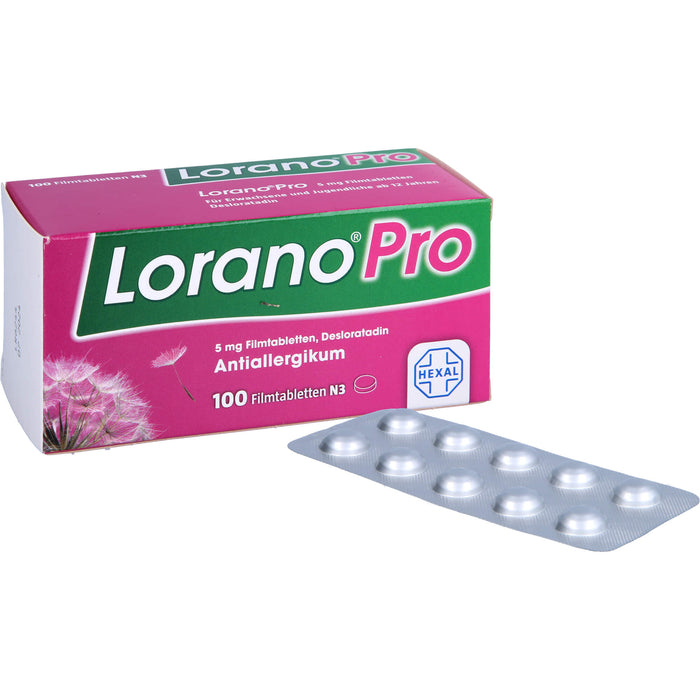 Lorano Pro 5 mg Filmtabletten Antiallergikum, 100 pc Tablettes