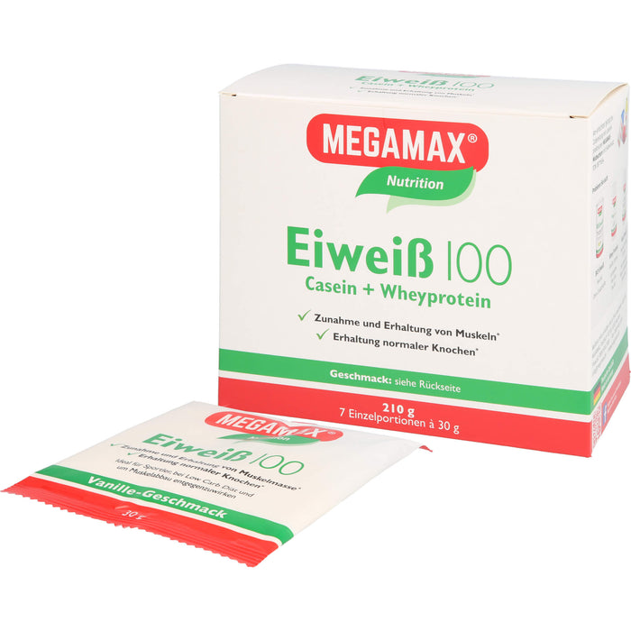 MEGAMAX Nutrition Eiweiß 100 Pulver Vanille-Geschmack, 210 g Powder