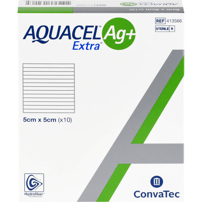 AQUACEL Ag+ extra 5 cm x 5 cm Kompressen, 10 pc Compresses