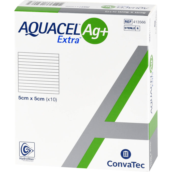 AQUACEL Ag+ extra 5 cm x 5 cm Kompressen, 10 pcs. Compresses