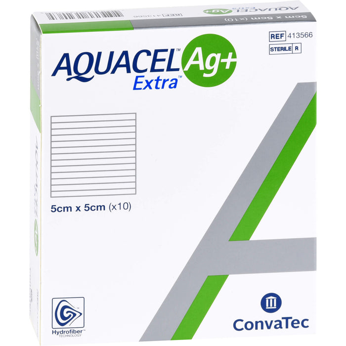 AQUACEL Ag+ extra 5 cm x 5 cm Kompressen, 10 pc Compresses