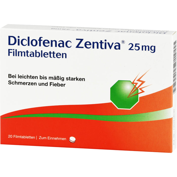 Diclofenac Zentiva 25 mg Filmtabletten, 20 pcs. Tablets