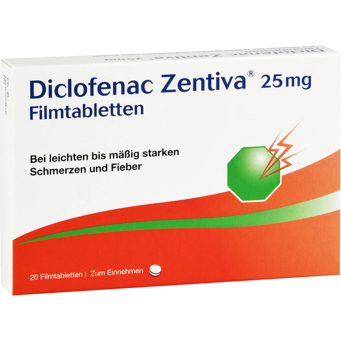 Diclofenac Zentiva 25 mg Filmtabletten, 20 pcs. Tablets