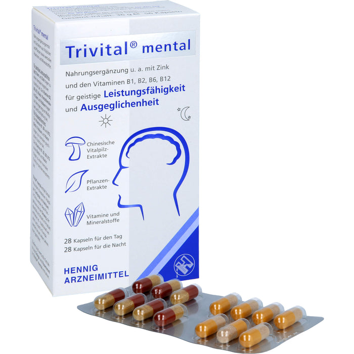 Trivital mental Kapseln für geistige Leistungsfähigkeit und Ausgeglichenheit, 56 pc Capsules