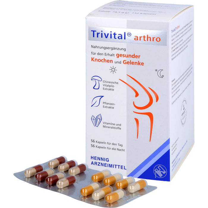 Trivital arthro Kapseln für den Tag und für die Nacht für den Erhalt gesunder Knochen und Gelenke, 12 pc Capsules