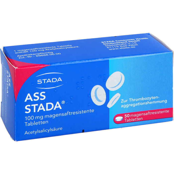 ASS STADA 100 mg magensaftresistente Tabletten zur Thrombozytenaggregationshemmung, 50 pc Tablettes