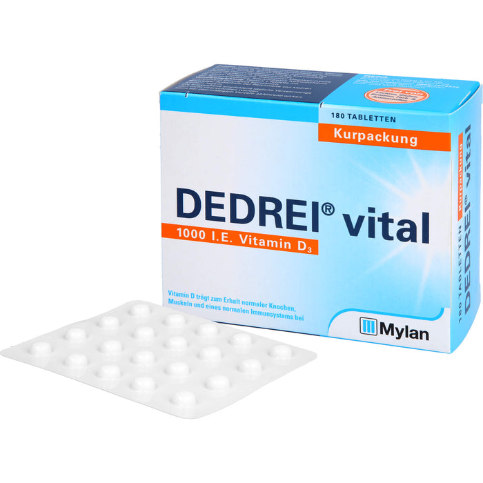 DEDREI vital 1.000 I.E. Vitamin D3 Tabletten Kurpackung, 180 pc Tablettes