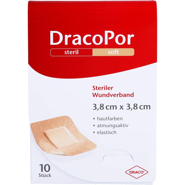 DRACOPOR Wundverband steril 3,8x3,8cm hautfarben, 10 pc Pansement