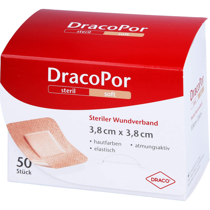 DRACOPOR Wundverband steril 3,8x3,8cm hautfarben, 50 pc Pansement