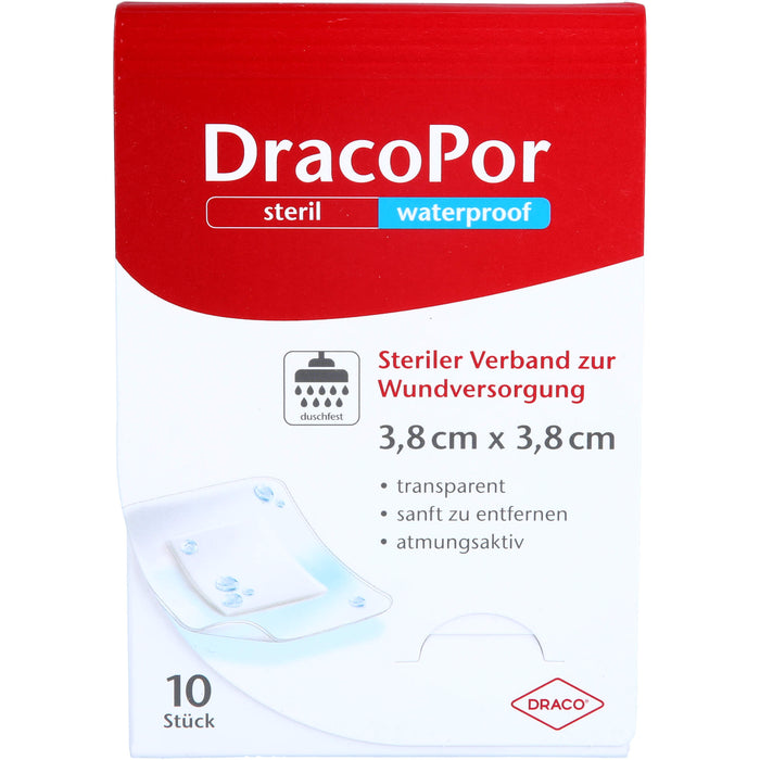 DRACOPOR waterproof Wundverband steril 3,8x3,8cm, 10 pc Pansement