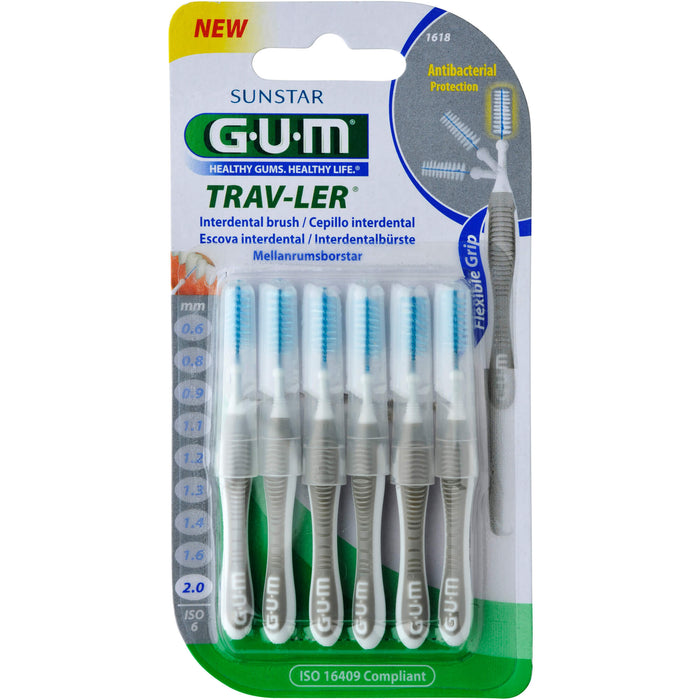 GUM TRAV-LER grau Kerze 2,0 mm Interdentalbürsten, 5 pcs. Interdental brushes