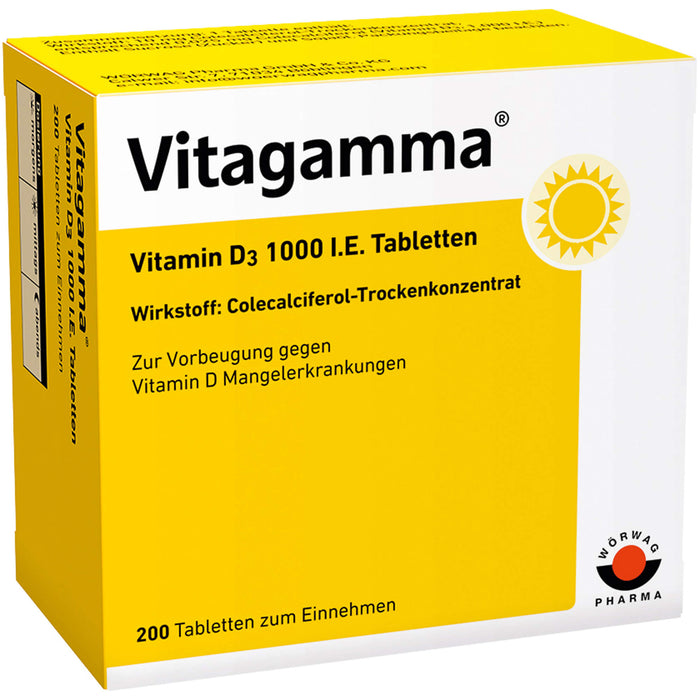 Vitagamma Vitamin D3 1000 I.E. Tabletten, 200 pc Tablettes