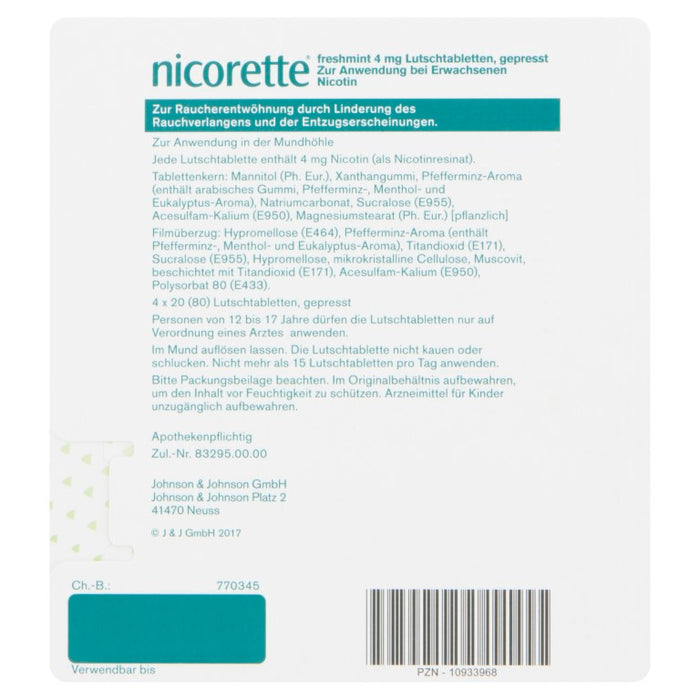 nicorette Lutschtabletten 4 mg Nicotin zuckerfrei, 80 pc Tablettes