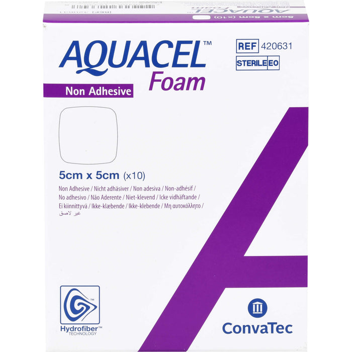 AQUACEL Foam nicht adhäsiv 5X5cm Verband, 10 St VER