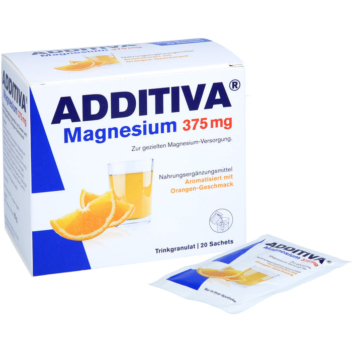 ADDITIVA Magnesium 375 mg Trinkgranulat Orangen-Geschmack, 20 pcs. Sachets