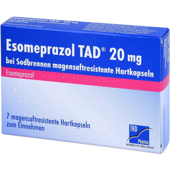 Esomeprazol TAD 20 mg Hartkapseln bei Sodbrennen, 7 St. Kapseln