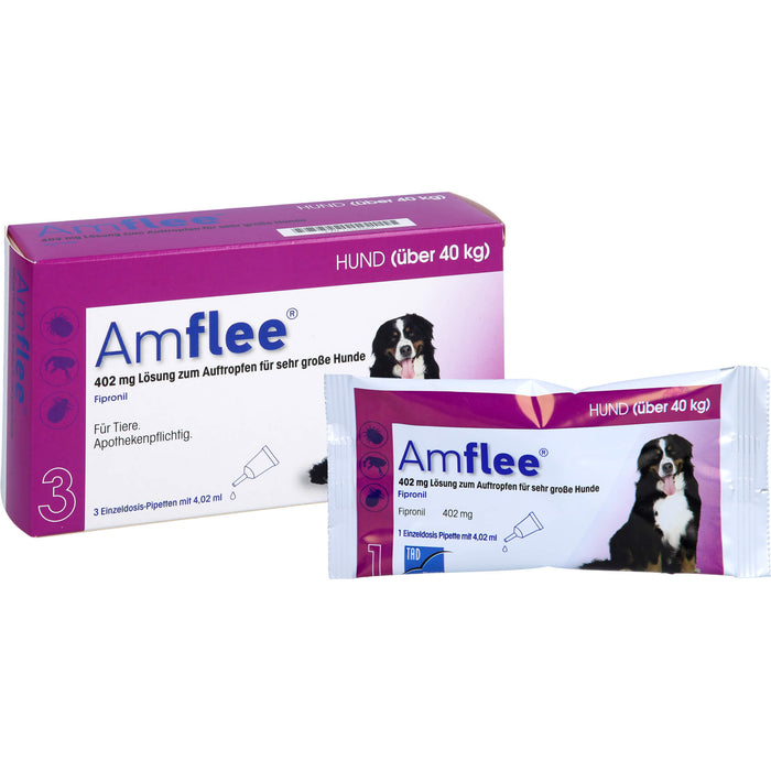 Amflee 402 mg Lösung zum Auftropfen für Hunde über 40 kg, 3 pc Ampoules