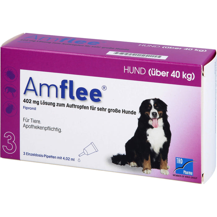 Amflee 402 mg Lösung zum Auftropfen für Hunde über 40 kg, 3 pc Ampoules