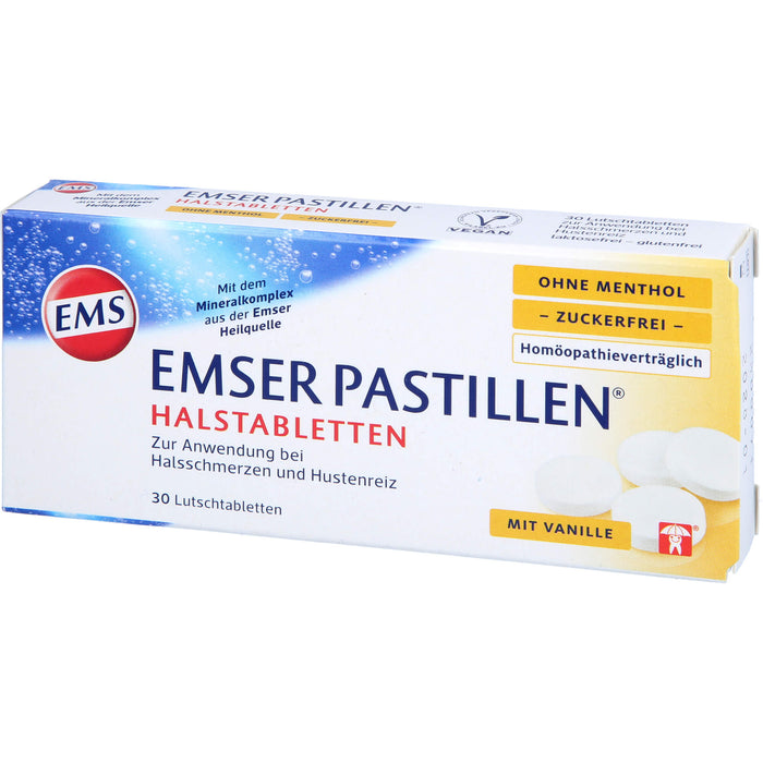 EMSER Pastillen Halstabletten ohne Menthol zuckerfrei, 30 pc Tablettes