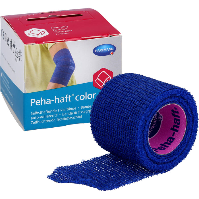 Peha-haft Color Fixierbinde latexfrei 4 cm x 4 m blau, 1 pc Paquet