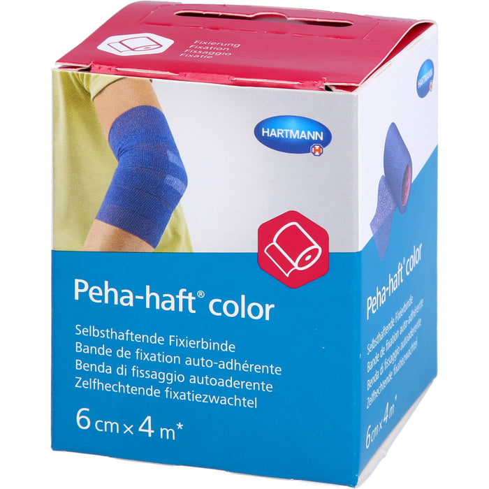 Peha-haft Color Fixierbinde latexfrei 6cmx4m blau, 1 pcs. Bandage