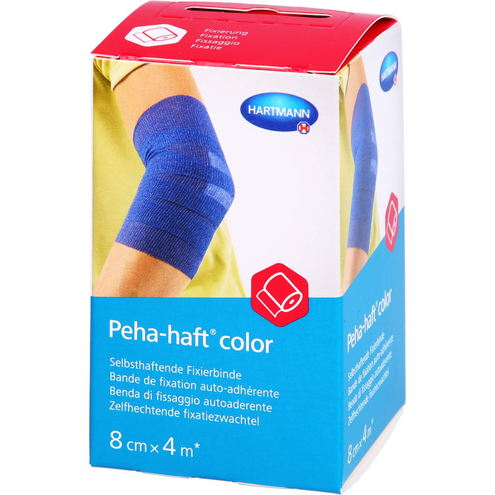 Peha-haft Color Fixierbinde latexfrei 8cmx4m blau, 1 St BIN