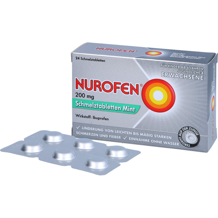 NUROFEN 200 mg Schmelztabletten Mint bei Schmerzen und Fieber, 24 pcs. Tablets