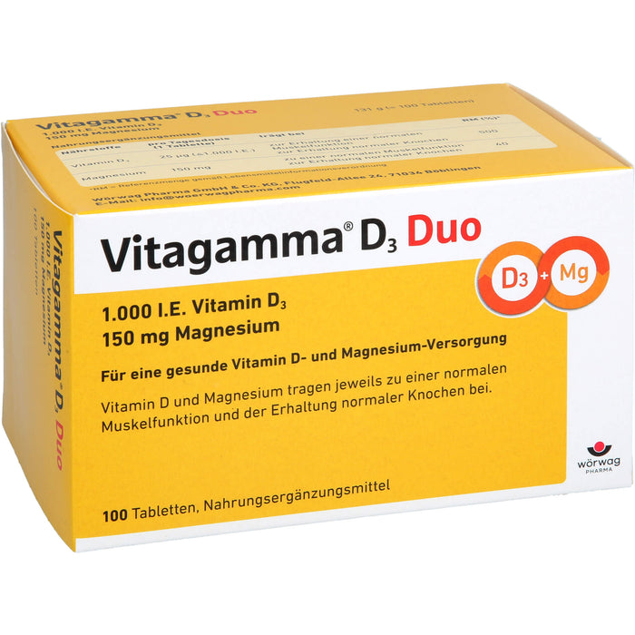 Vitagamma D3 Duo 1.000 I.E. Vitamin D3 150 mg Magnesium Tabletten, 100 pc Tablettes