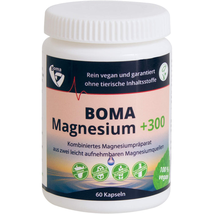 BOMA Magnesium +300 Kapseln zur Unterstützung für Muskeln, Knochen und Nerven, 60 pc Capsules