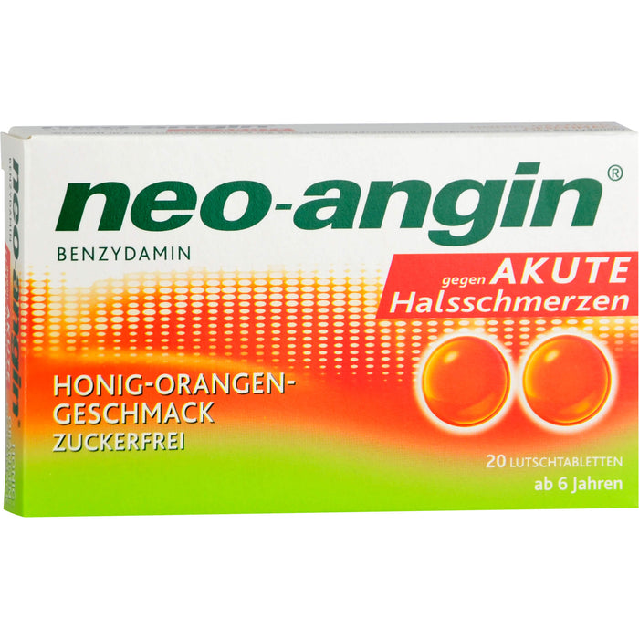 neo-angin Benzydamin Honig-Orangen-Geschmack Lutschtabletten, 20 pc Tablettes