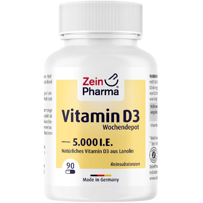 ZeinPharma Vitamin D3 5000 I.E. Wochendepot Kapseln, 90 pc Capsules