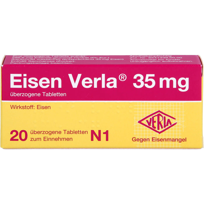 Eisen Verla 35 mg, überzogene Tabletten, 20 St UTA