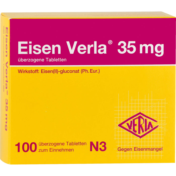 Eisen Verla 35 mg Tabletten gegen Eisenmangel, 100 pc Tablettes