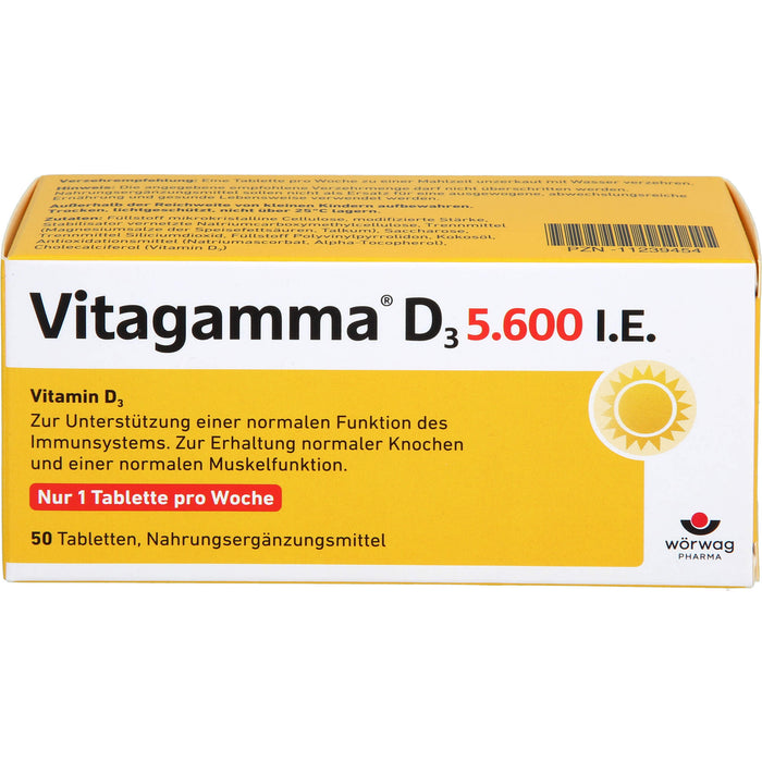 Vitagamma D3 5,600 I.E.Vitamin D3 NEM, 50 St TAB