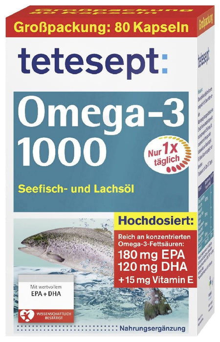 tetesept Omega-3 1000 Kapseln, 80 St. Kapseln