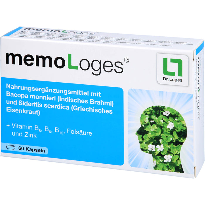 memoLoges Kapseln zur Unterstützung für Gedächtnis und Konzentration, 60 pcs. Capsules