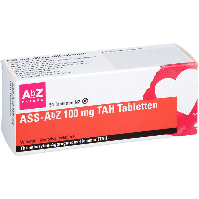 ASS-AbZ 100 mg TAH Tabletten beugt u.a. der Enstehung von Blutgerinsseln vor, 50 pc Tablettes