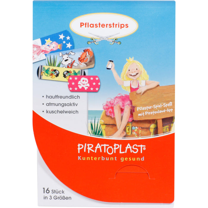 PIRATOPLAST Pflasterstrips in 3 Größen für Mädchen, 16 pc Pansement