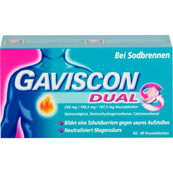 GAVSICON Dual Kautabletten bei Sodbrennen, 48 pc Tablettes